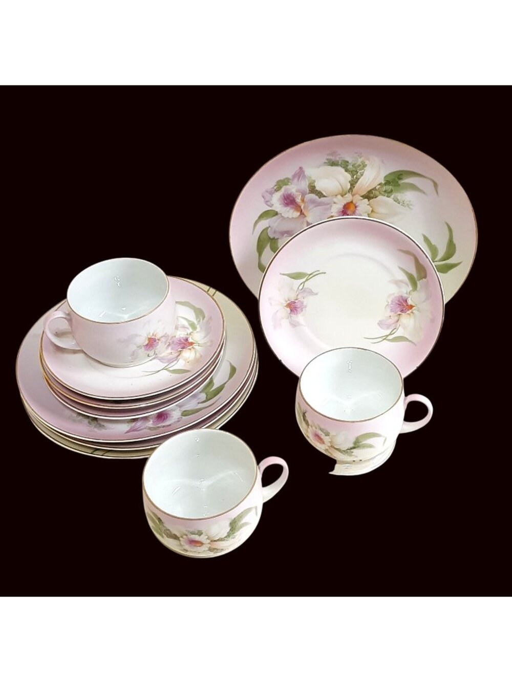 Vintage Z S & Co Bavaria Pink Floral Hand painted Porcelain Tea Set